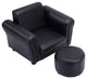 Costway Black Kids Sofa Armrest Chair Couch Children Toddler w/ Ottoman