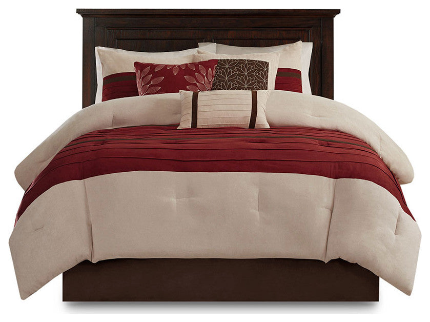 Madison Park Palmer Vera 7-Piece Microsuede Comforter Set, Red