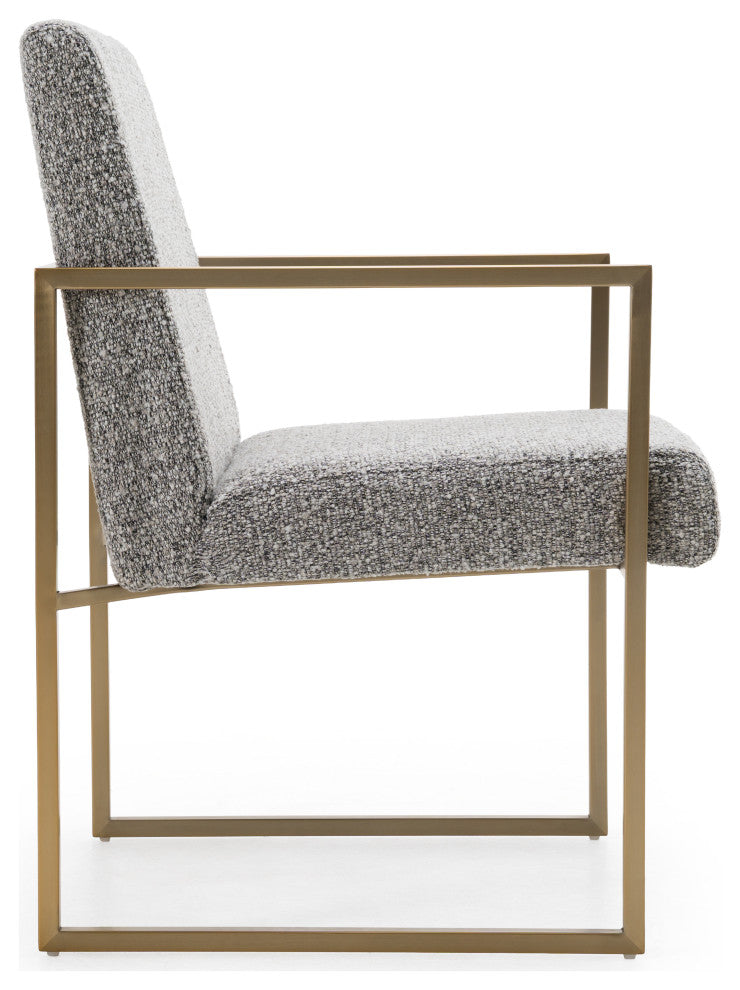 Modrest Suzanne Modern Grey Fabric + Antique Brass Dining Chair