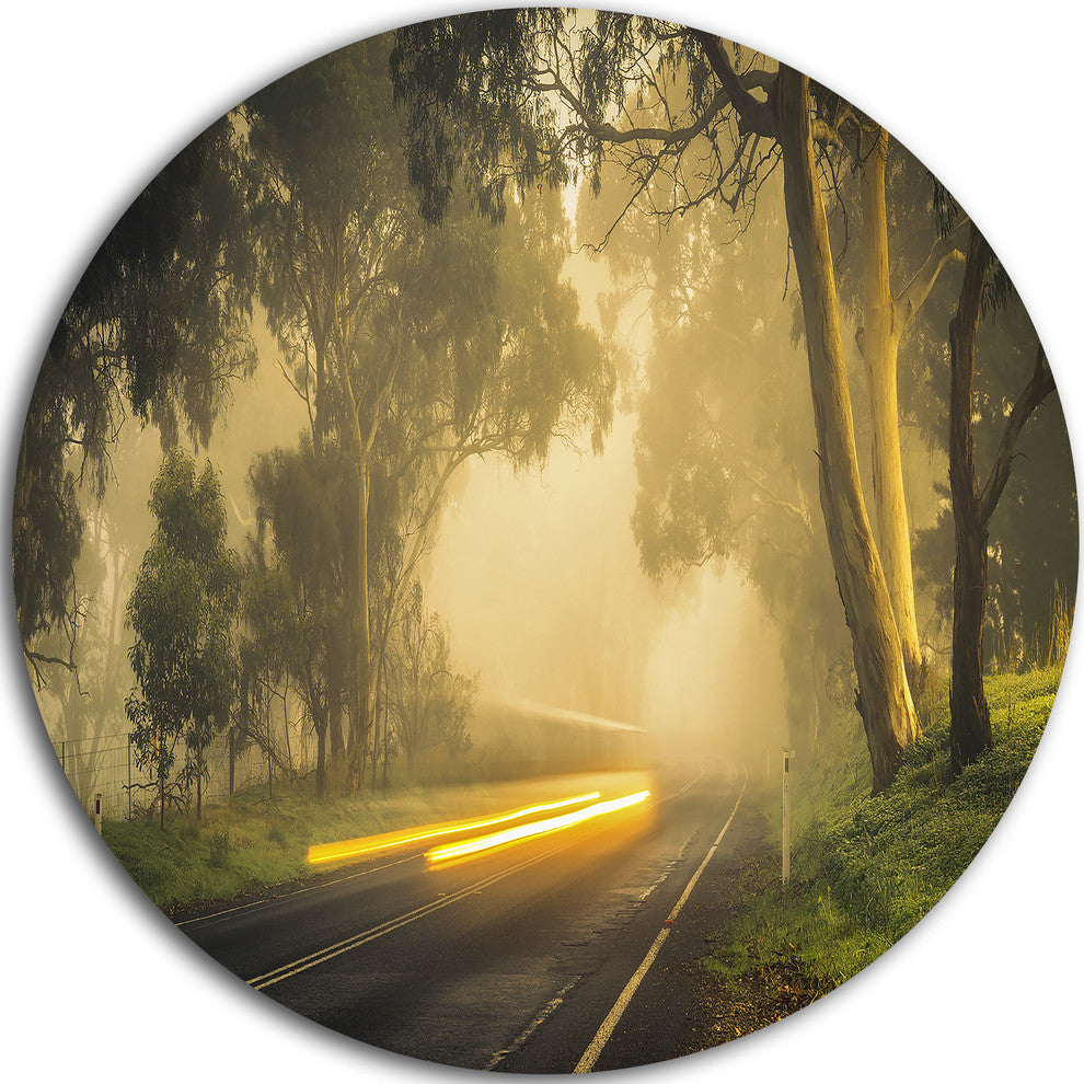 Country Drive, Landscape Photography Disc Metal Artwork, 23"