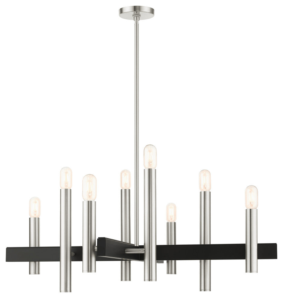 Brushed Nickel Mid Century Modern, Urban, Scandinavian, Chandelier