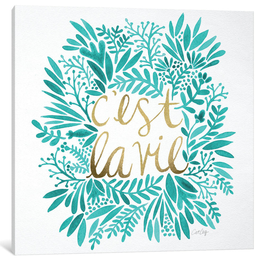 "C'est La Vie Turquoise Artprint" by Cat Coquillette, 26x26x1.5