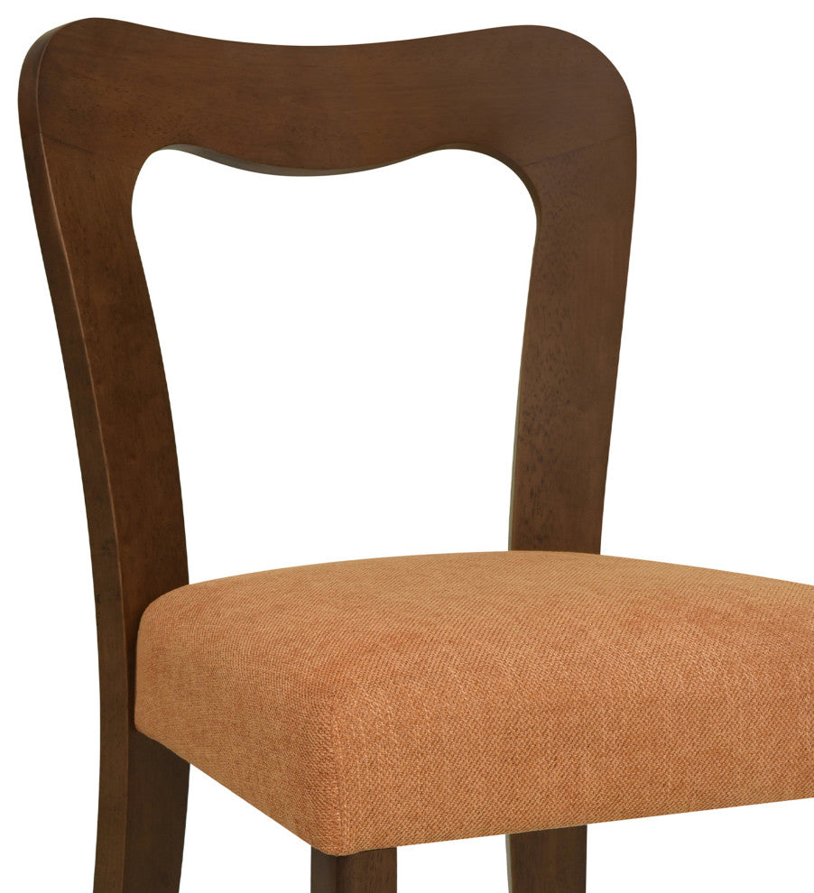 GDF Studio Modern Open Back Dining Chair, Set of 2, Walnut/Caramel