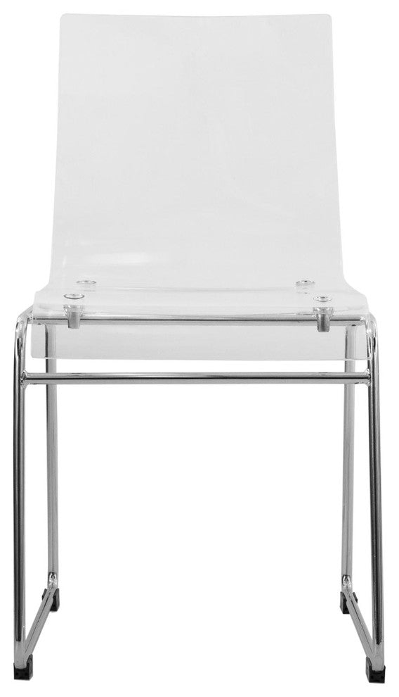 LeisureMod Lima Lucite Acrylic Dining Side Chairs, Set of 4, Clear