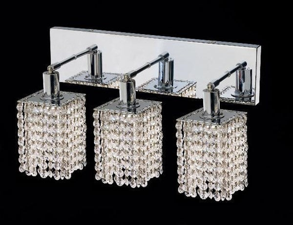 Elegant Mini Vanity Light, Chrome Finish With Royal Cut Crystal