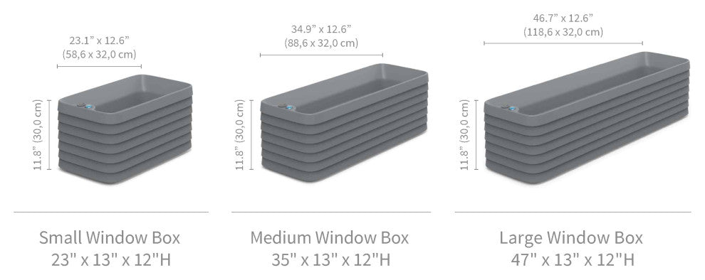 TruDrop Slat Self Watering Windowbox, Slate, Small 23"x13"x12"h