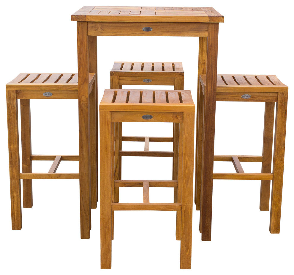 Teak Wood Havana Outdoor Patio Bar Table, 27" made from A-Grade Teak Wood