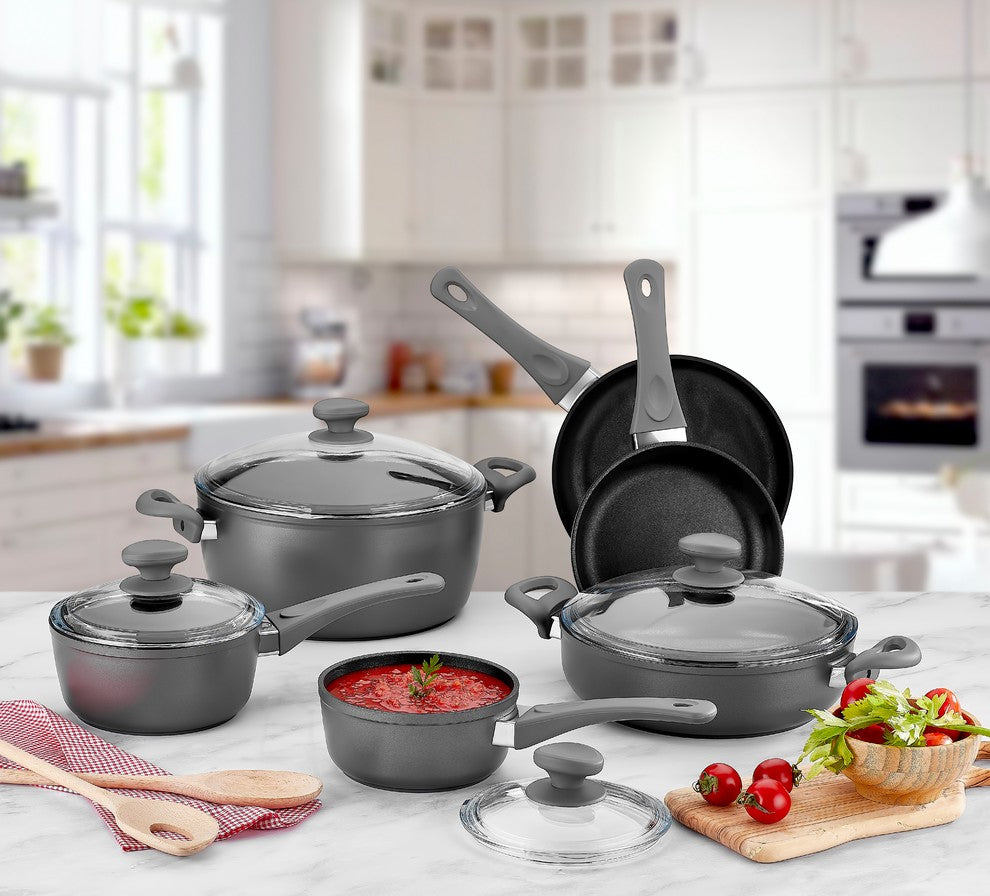 Saflon Titanium Nonstick 10-Piece Cookware Set, 4mm Forged Aluminum, PFOA-Free