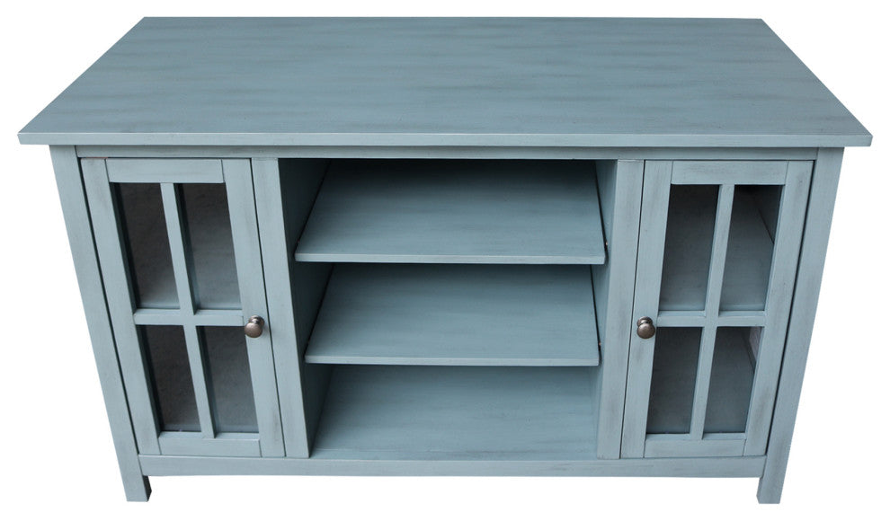 Entertainment / TV Stand - With 2 Doors - 48", Ocean Blue - Antique Rubbed