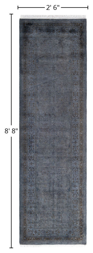 Overdyed One-of-a-Kind Hand-Knotted Area Rug Gray, 2' 6" x 8' 8"