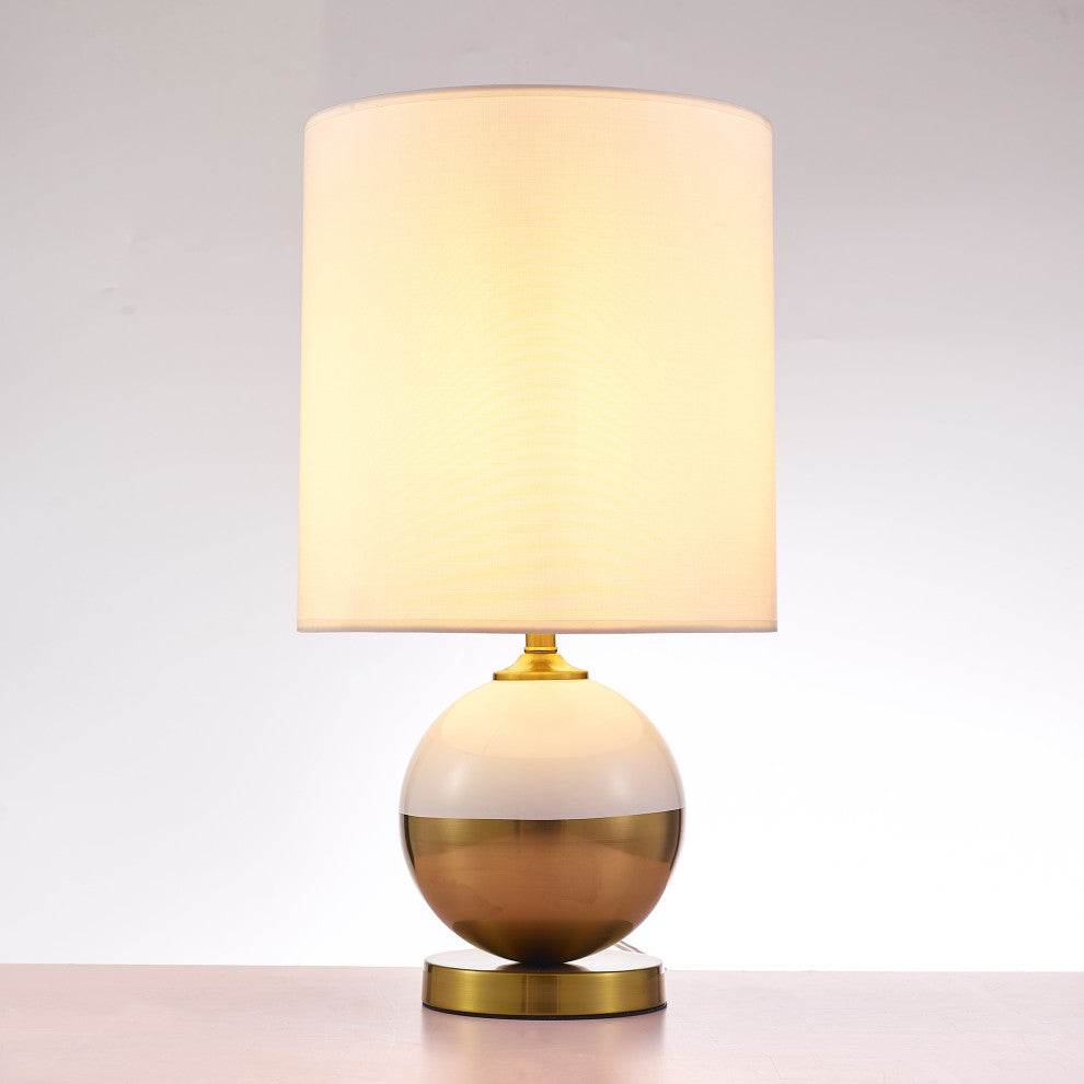 Senato Metal and Acrylic Table Lamp Lights, White and Gold