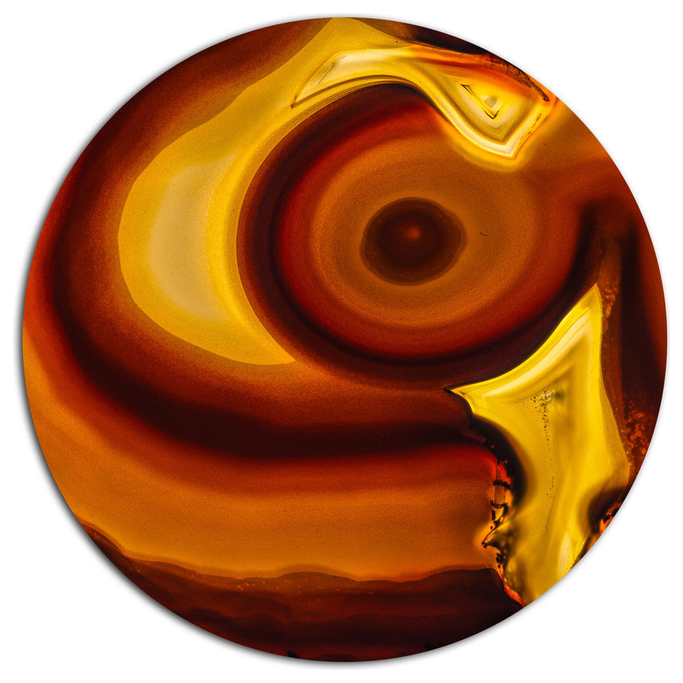 Agate Geode Slice Macro, Abstract Disc Metal Wall Art, 11"