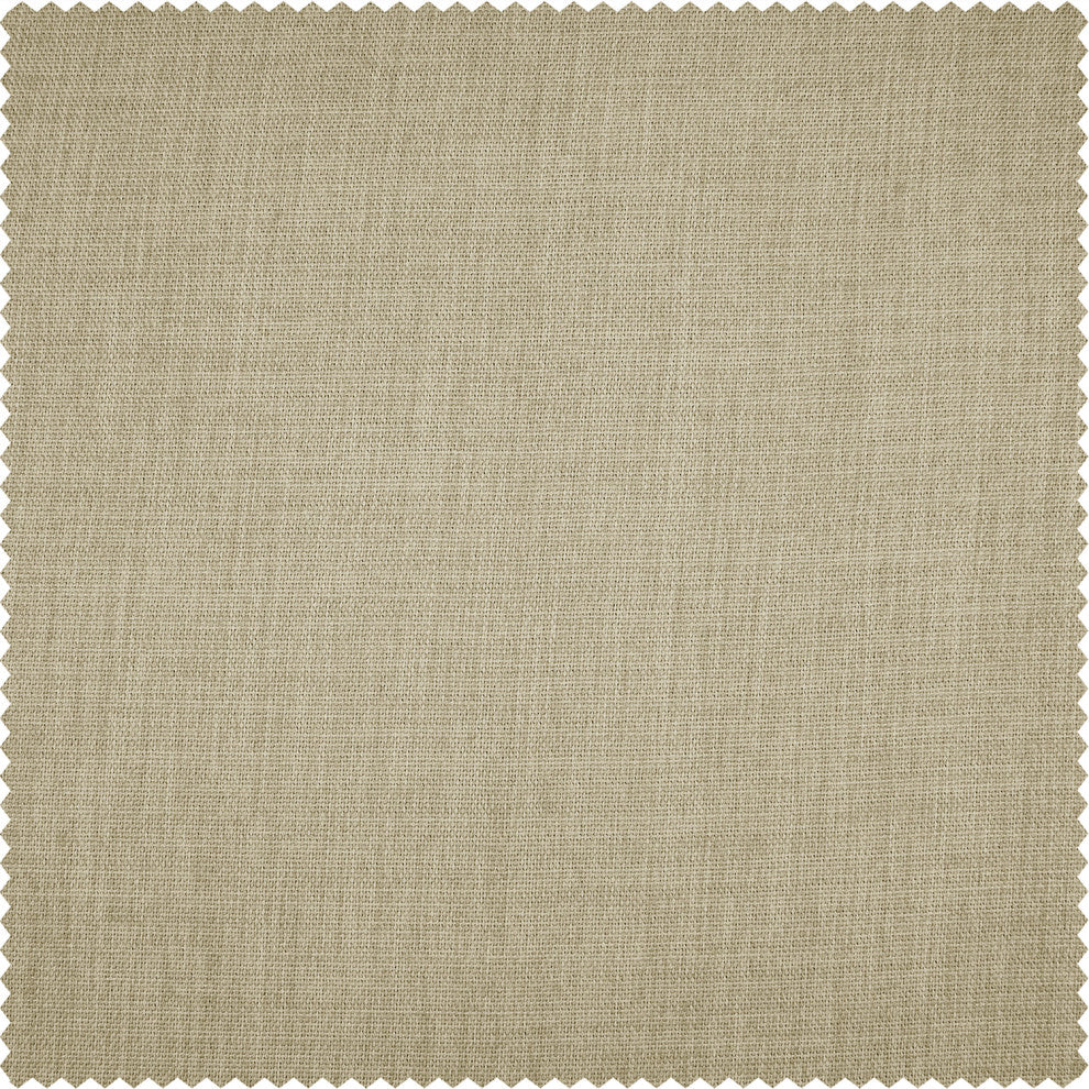 Faux Linen Grommet Room Darkening Curtain Single Panel, Thatched Tan, 50w X 84l