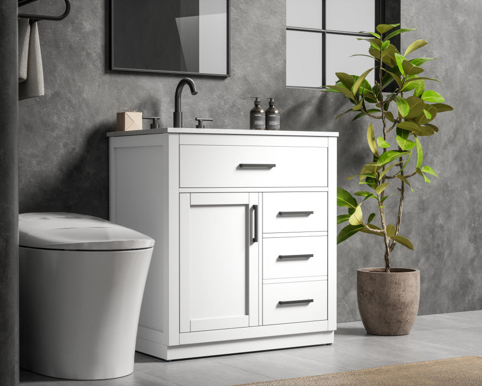 Home Living 32" Single Bathroom Vanity, White