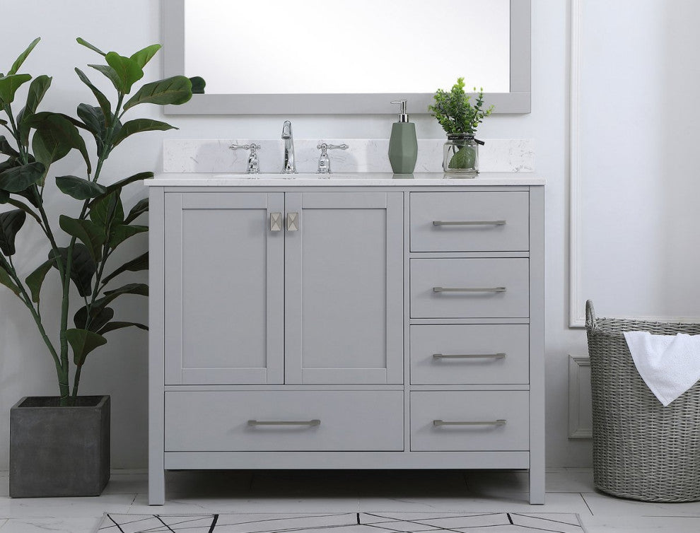 Iris 42" Single Bathroom Vanity, Gray With Backsplash