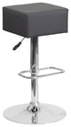 Contemporary Gray Vinyl Adjustable Barstool With Chrome Base