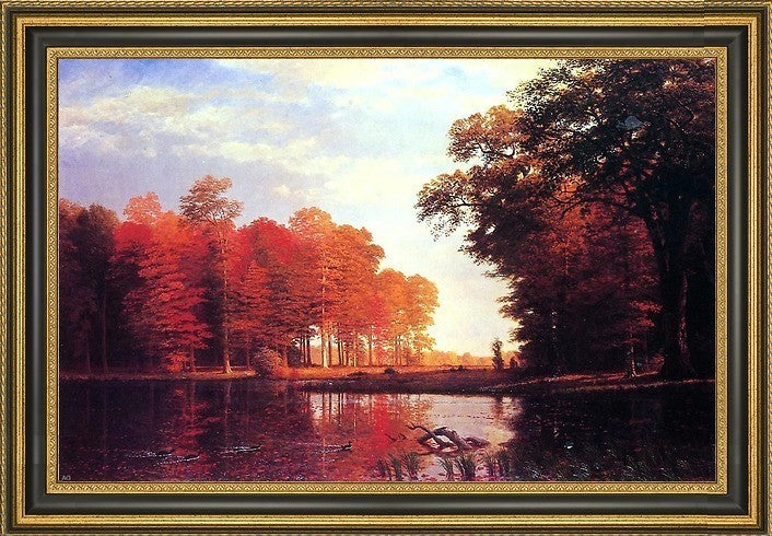 Albert Bierstadt Autumn Woods Framed Premium Canvas Print, 18"x27"