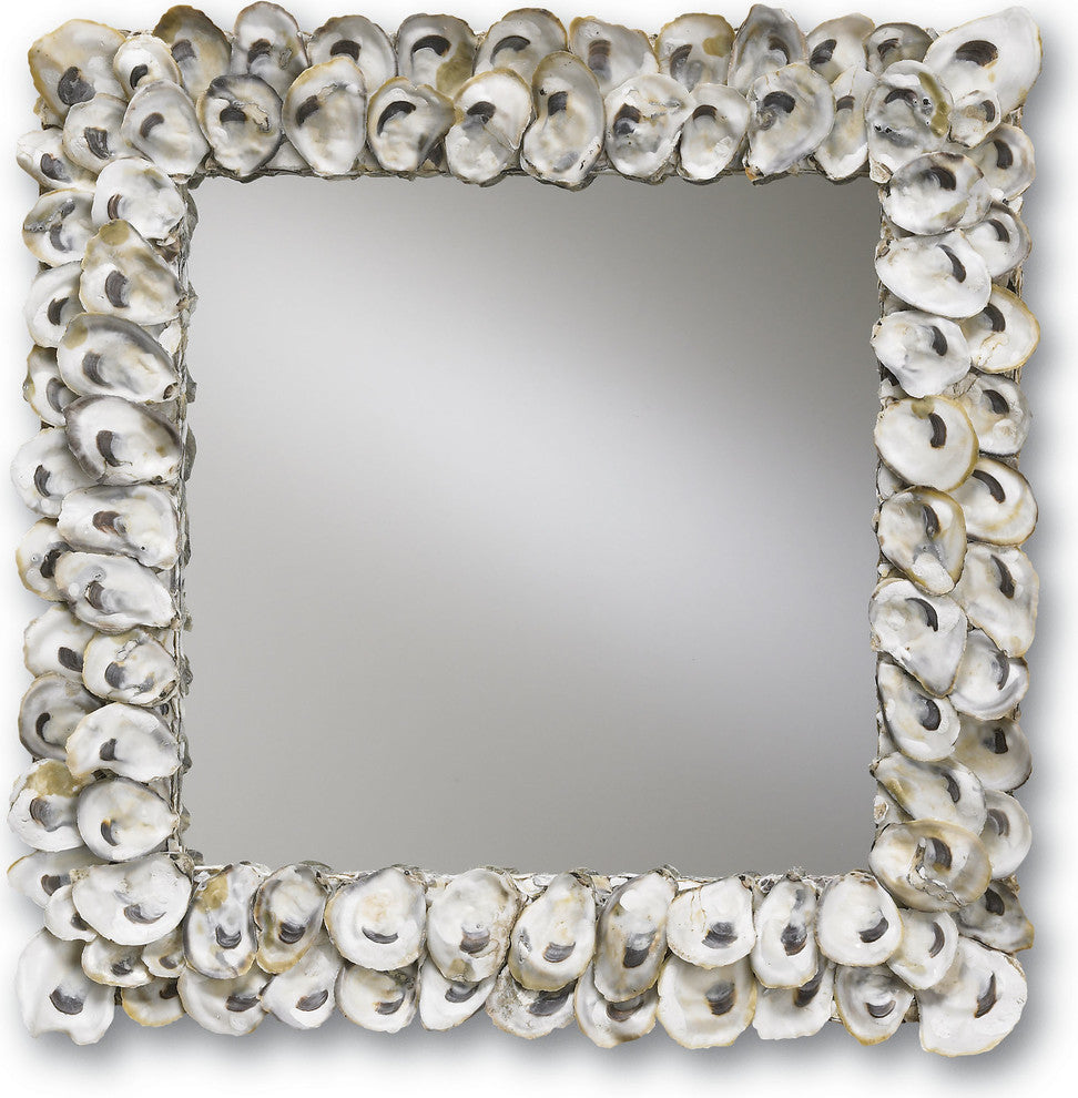 Nature Inspired Oyster Shell Mirror Square, Natural Shell