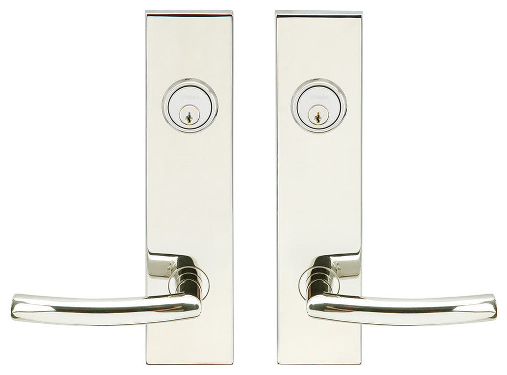 Oslo Lever, Tubular Entry, Double Cylinder, Polished Stainless Steel
