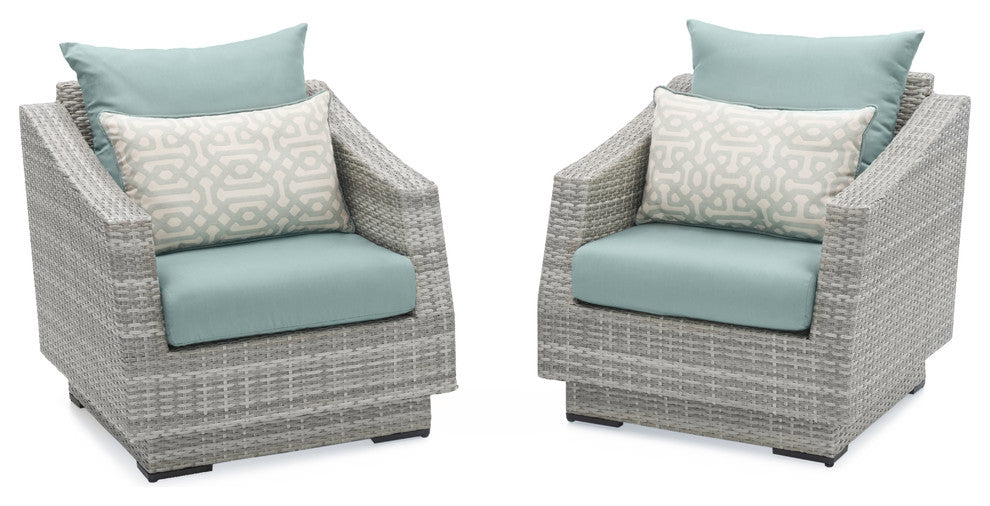 Cannes 2 Piece Aluminum Outdoor Patio Club Chairs, Aqua