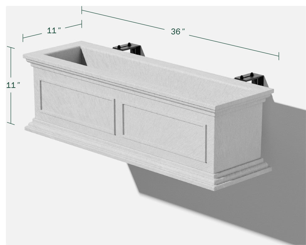 Brixton Window Box Planter With Bracket, 36", Grey, 36 Inch, 2 Pack