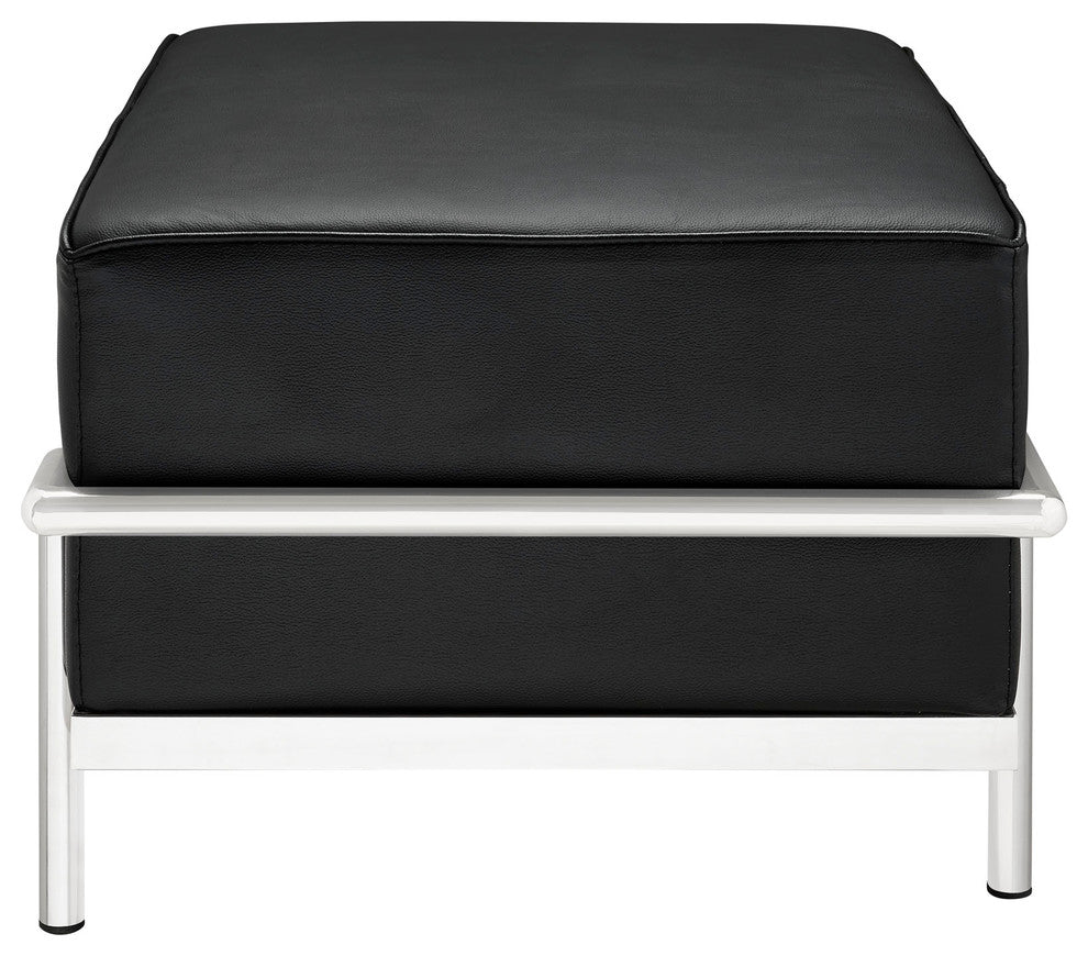 Modern Contemporary Living Room Leather Ottoman Black