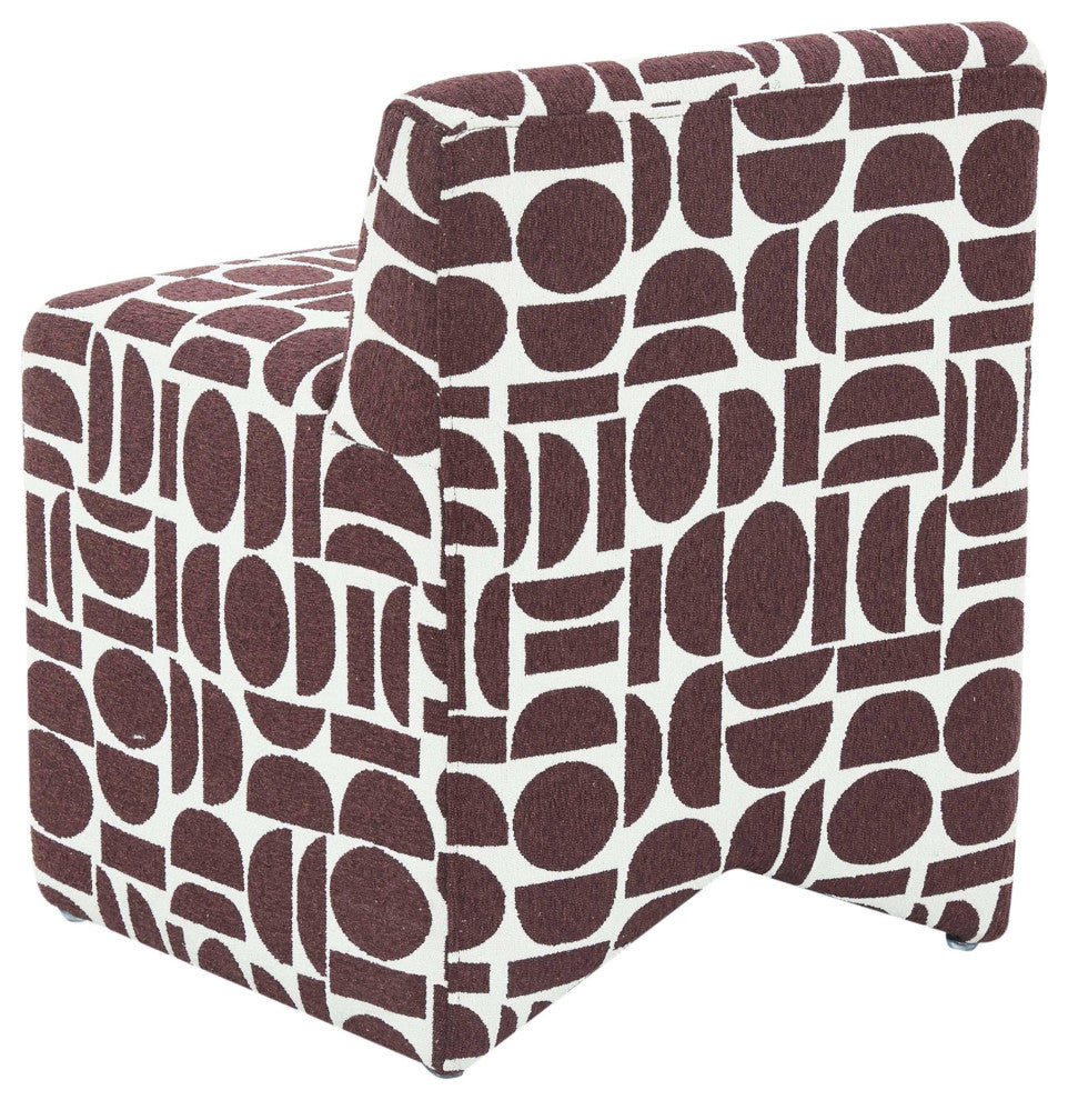 Pippa Merlot Geometric Jacquard Weave Stool
