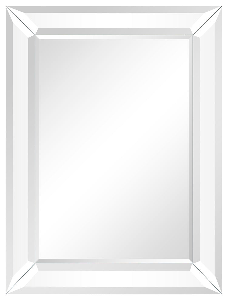 Rectangular Beveled Diamond Silver Framed Wall Mirror