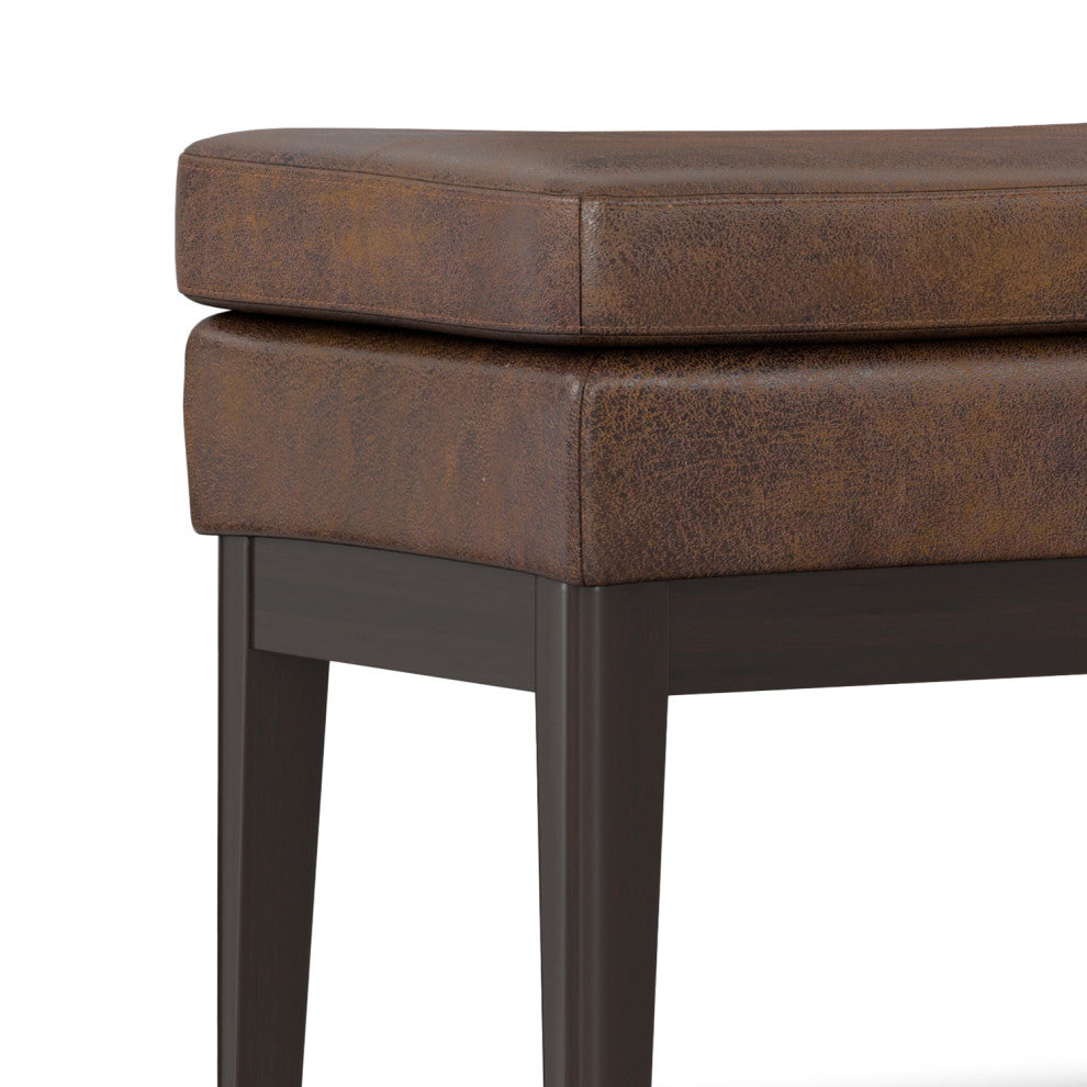 Carlson SOLID HARDWOOD Ottoman Bench, Distressed Chestnut Brown