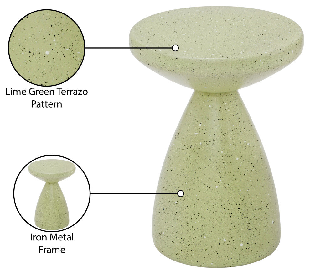Anika Iron Terrazzo End / Side Table, Green