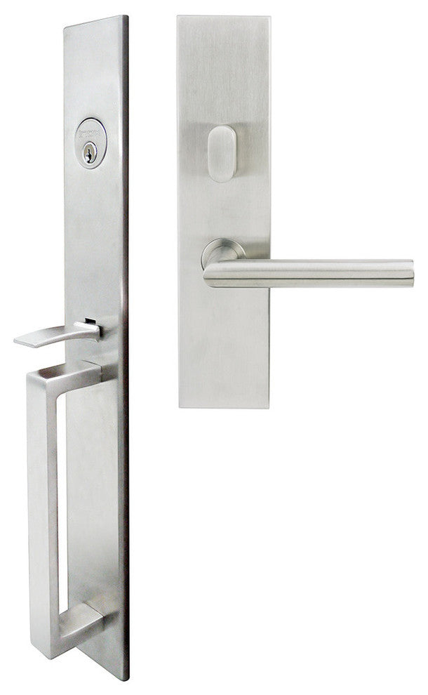 Frankfurt Lever, Mortise Entry Handleset, Right Hand, Satin Stainless Steel