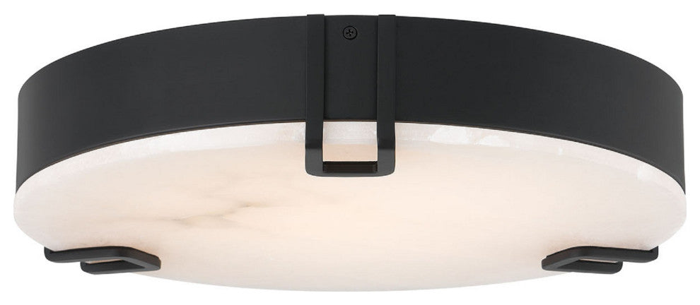 Noga, Flush Mount , 16", Matte Black, Alabaster