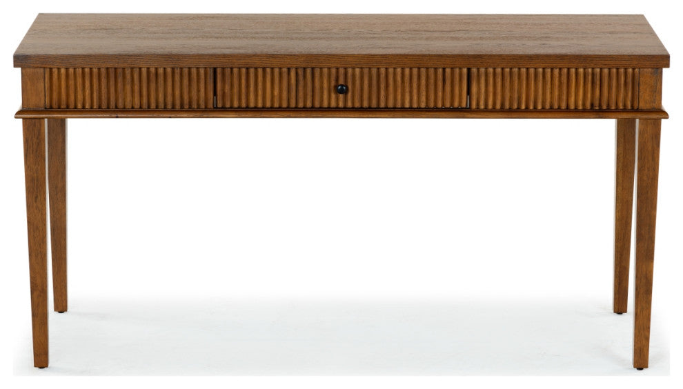 Safavieh Couture Shelbie 1 Drawer Reeded Desk, Medium Oak/Black