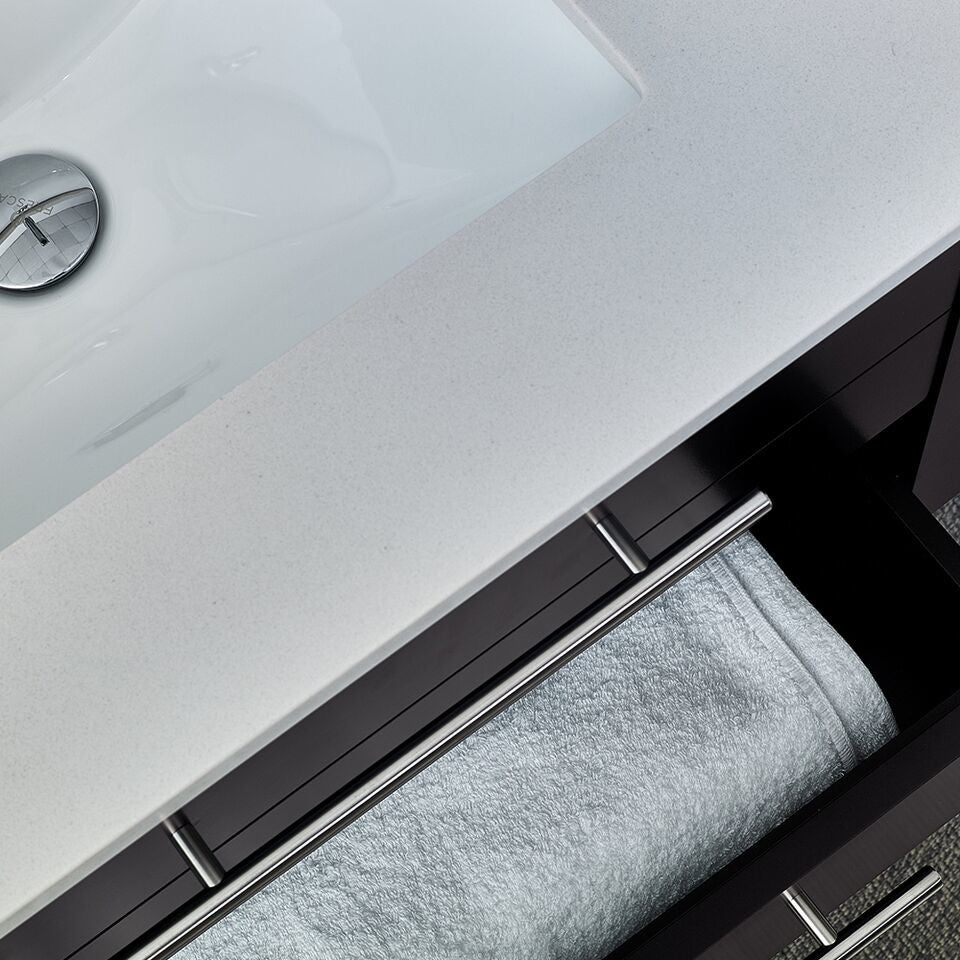 Fresca Lucera 48" Wall Hung Bathroom Vanity w/ Medicine Cabinet, Espresso, Under