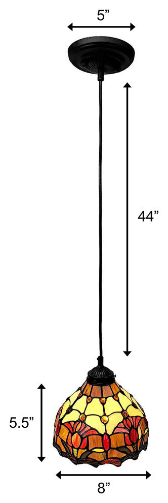 Tiffany Style Tulips Mini Pendant Lamp 8" Wide