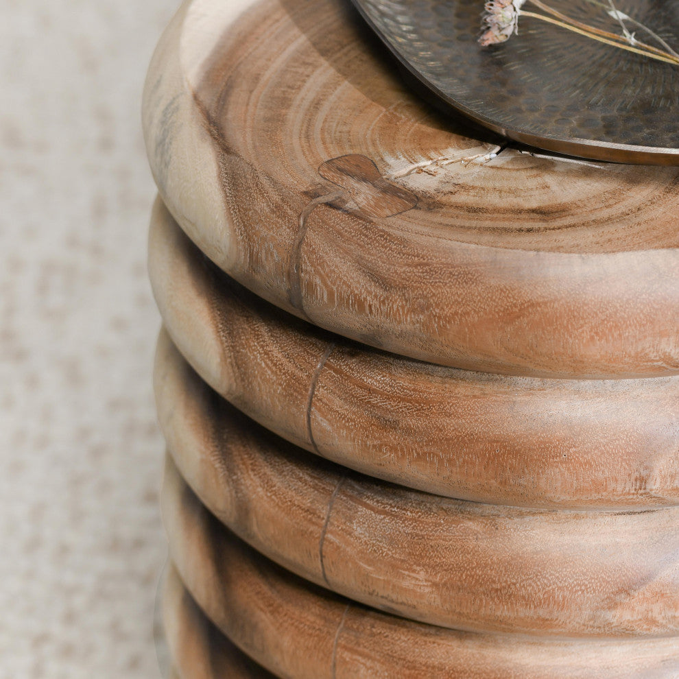 Gala Round Meh Wood End Table by Kosas Home