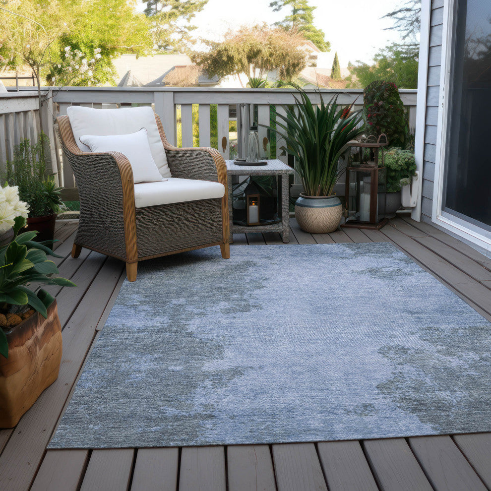 Machine Washable Indoor/Outdoor Chantille ACN1902 Blue 9' x 12' Rug