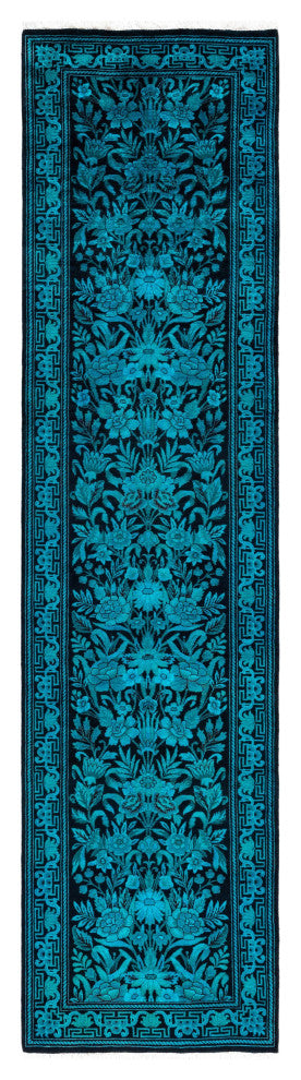 Overdyed One-of-a-Kind Hand-Knotted Area Rug Black, 2' 7" x 10' 8"