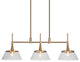 LNC 3-Light Polished Gold Modern Linear Kitchen Island Light, Seeded Glass