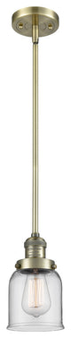 1-Light Small Bell 5" Pendant, Antique Brass, Glass: Clear