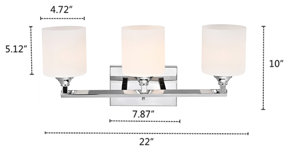 CHLOE Lighting Jane Contemporary 3-Light Bath Vanity Fixture, Chrome
