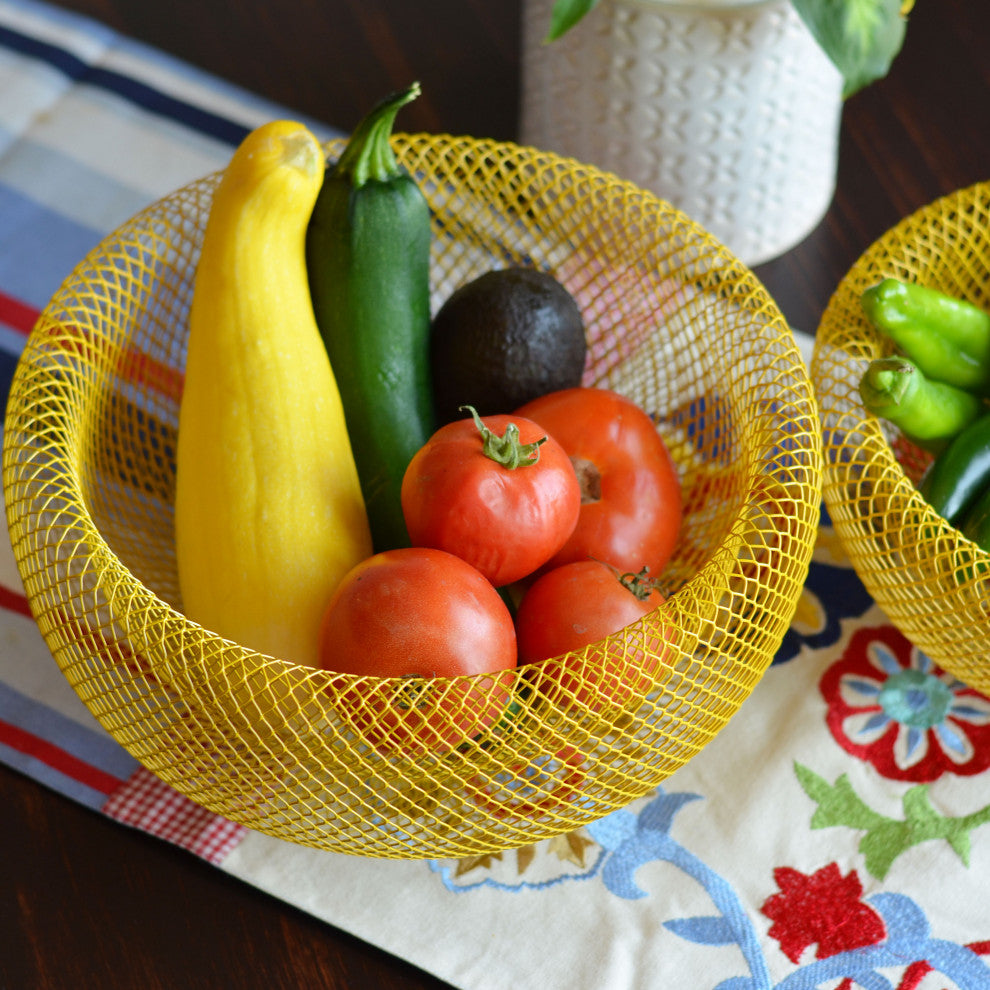 Pop Yellow 2-Piece Metal-Mesh Bowl Set
