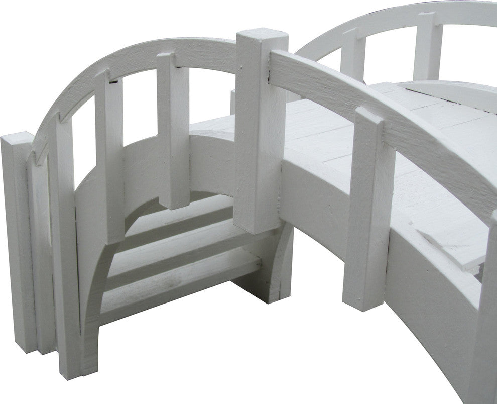 SamsGazebos Fairy Tale Wood Garden Bridge With Picket Railings, Unfinished