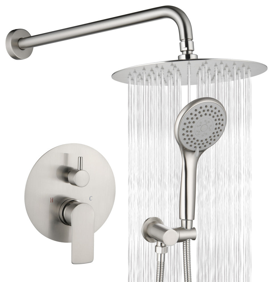 Complete Shower System With Rough-In Valve, Brushed Nickel