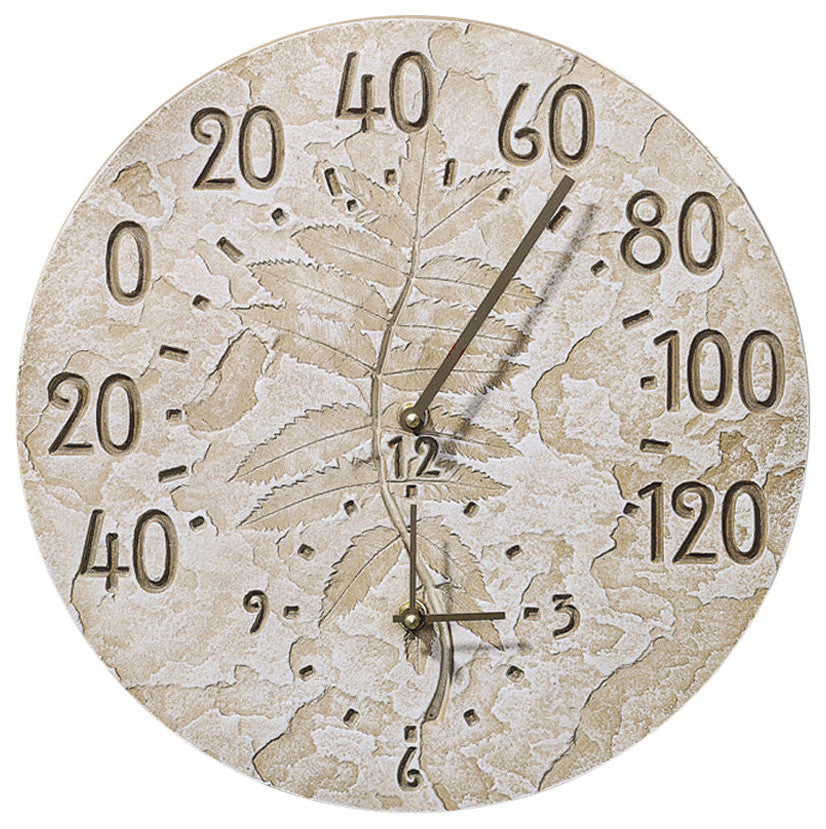 Weathered Limestone Fossil Sumac Thermometer Clock