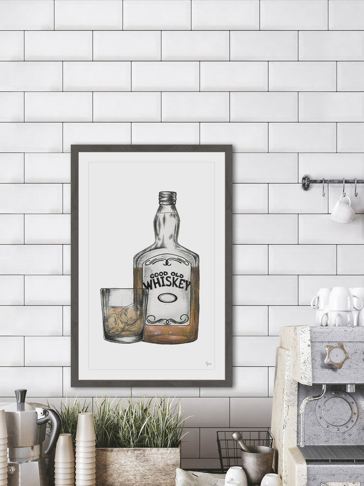 "Good Old Whiskey" Framed Painting Print, 12"x18"