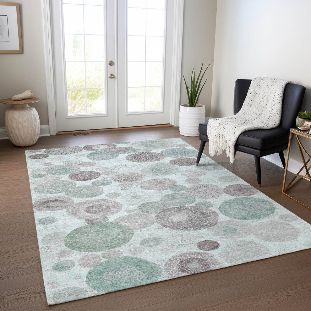 Machine Washable Indoor/Outdoor Chantille ACN1896 Mint 5' x 7'6" Rug