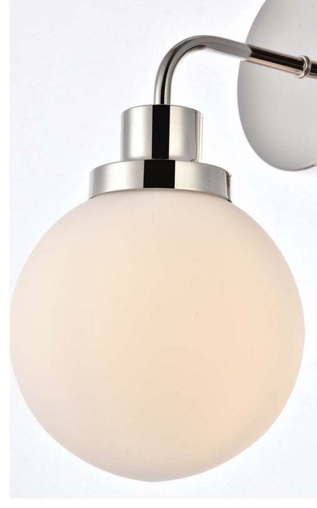 Helen 1-Light Bath Sconce, Polished Nickel With Frosted Shade
