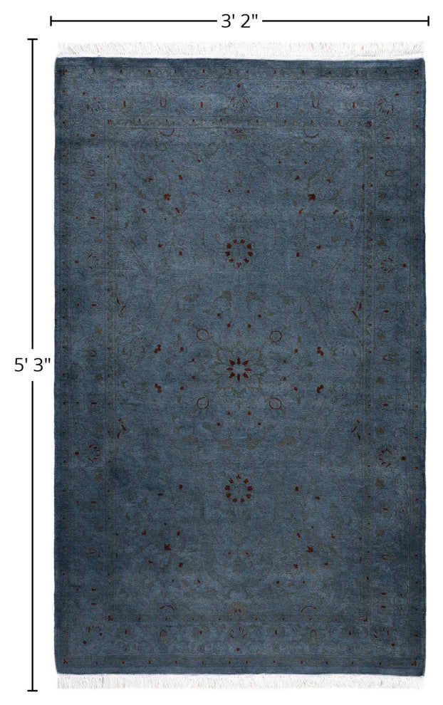 Overdyed One-of-a-Kind Hand-Knotted Area Rug Gray, 3' 2" x 5' 3"