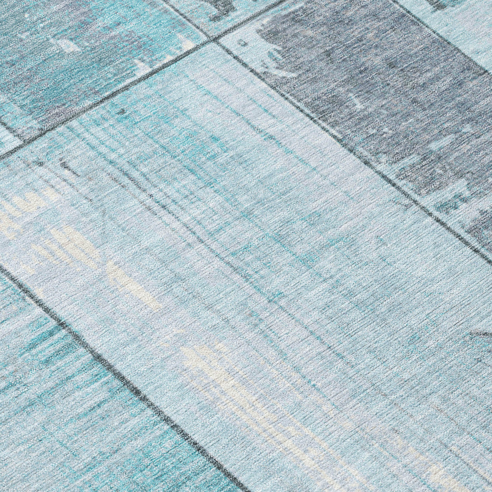 Machine Washable Indoor/Outdoor Chantille ACN1877 Teal 2'3" x 7'6" Runner Rug